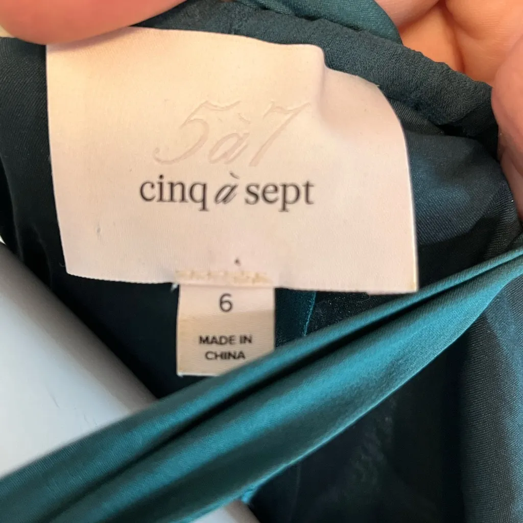 Cinq A Sept Elsa Dress in Everglade Cold Shoulder Ruffle Women’s Size 6 Green - Image 14