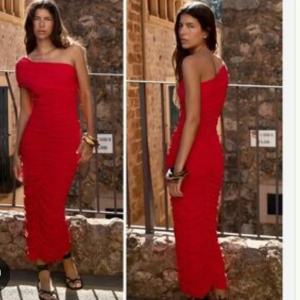 NWOT Zara ASYMMETRICAL KNIT DRAPED Ruched One Shoulder Bloggers Fave DRESS  Smal - Image 2