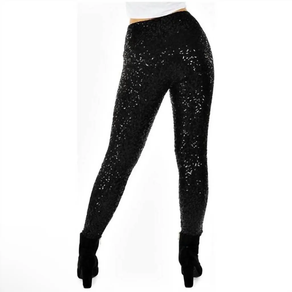 Tipsy Elves Sequin High Waisted Leggings - Black - S - Image 3