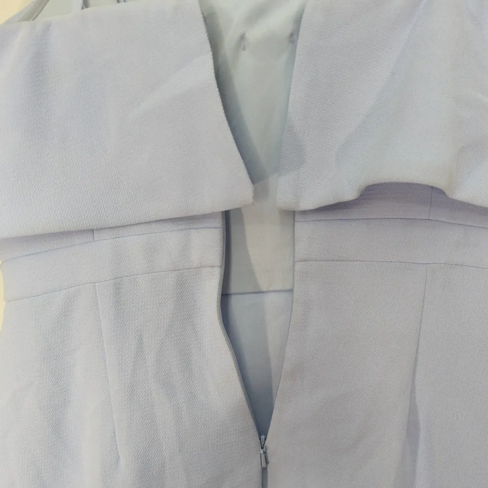 Xscape‎ Womens Dress Midi Strapless Ruffle Hi-Lo A-Line Bustier Crepe Blue 14 - Image 9