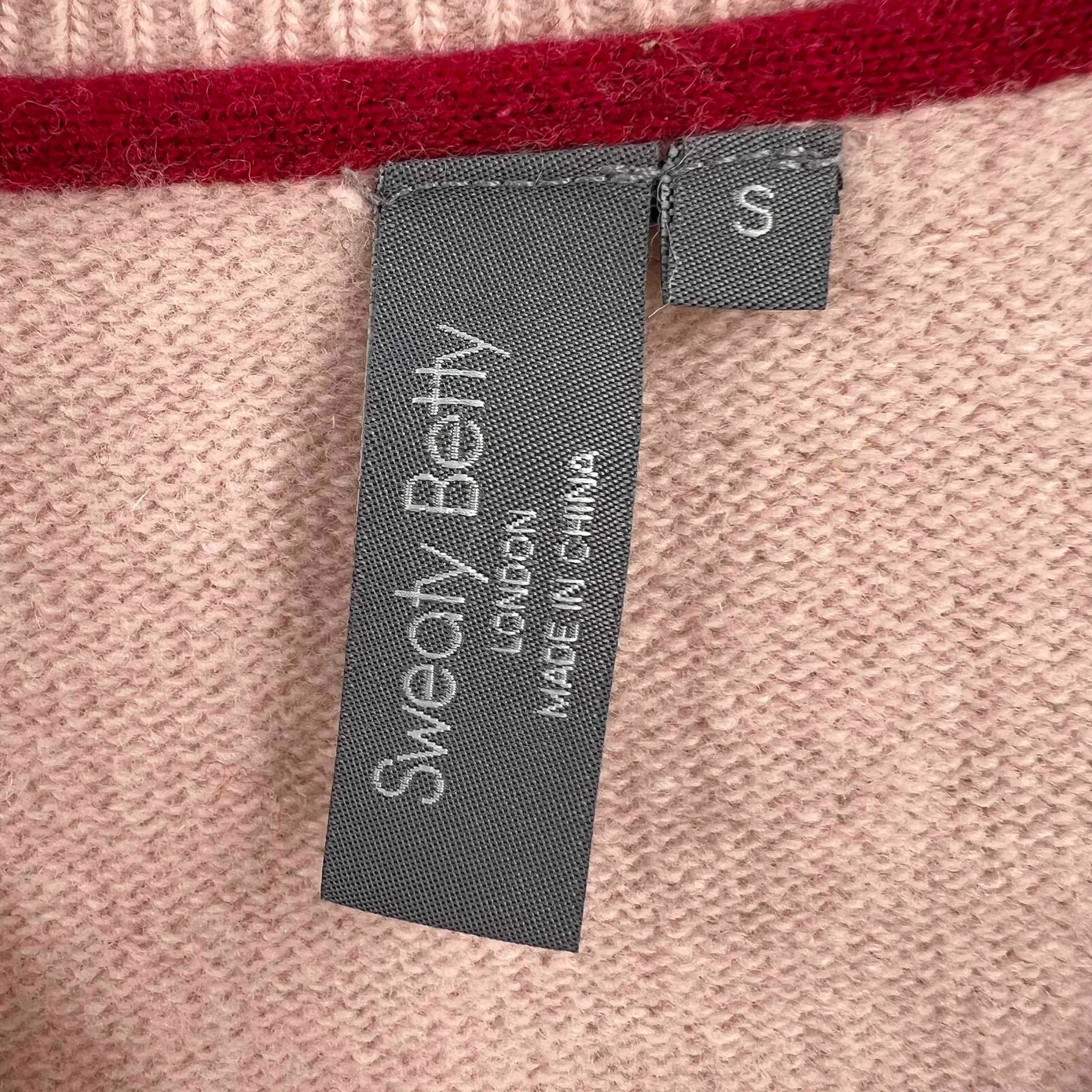 Sweaty Betty Sweater Jumper Pink Sleeve Stripe V-Neck Long Sleeve Wool Small‎ - Image 5