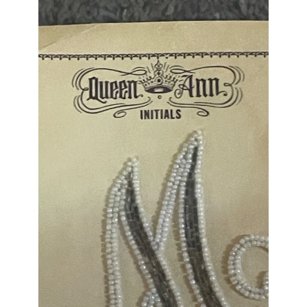 Vintage Queen Ann Initials “M” NEW Beaded - Image 4