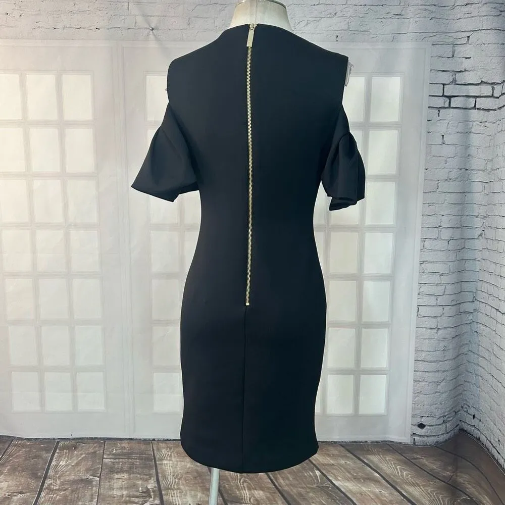 Ted Baker black Salnie Ruffled Cold Shoulder Sheath Dress Ted Size 2 or U.S. 6 - Image 6
