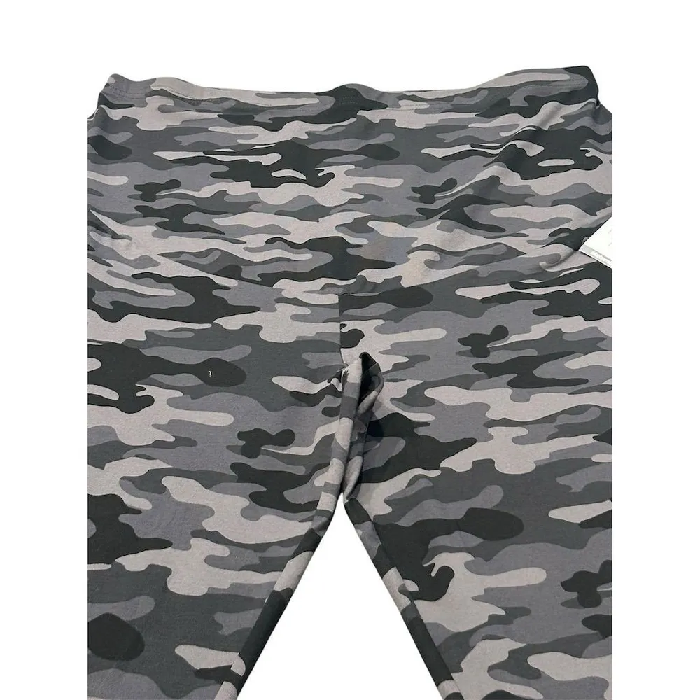 Time And Tru Maternity Leggings Women's XXL Gray Camo Print Ankle High Belly NWT - Image 4