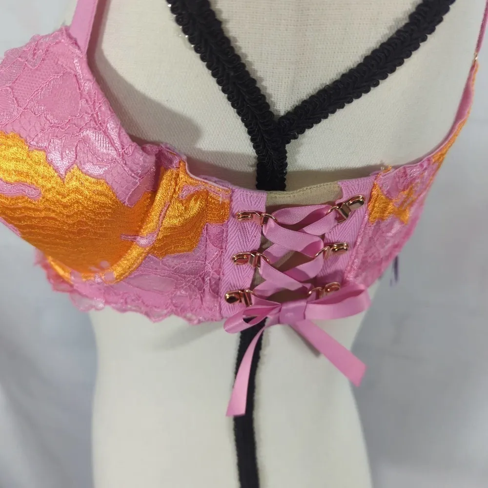 Savage x Fenty Lace'd Up Padded Low Balconette‎ Bra Orange Size undefined - Image 4