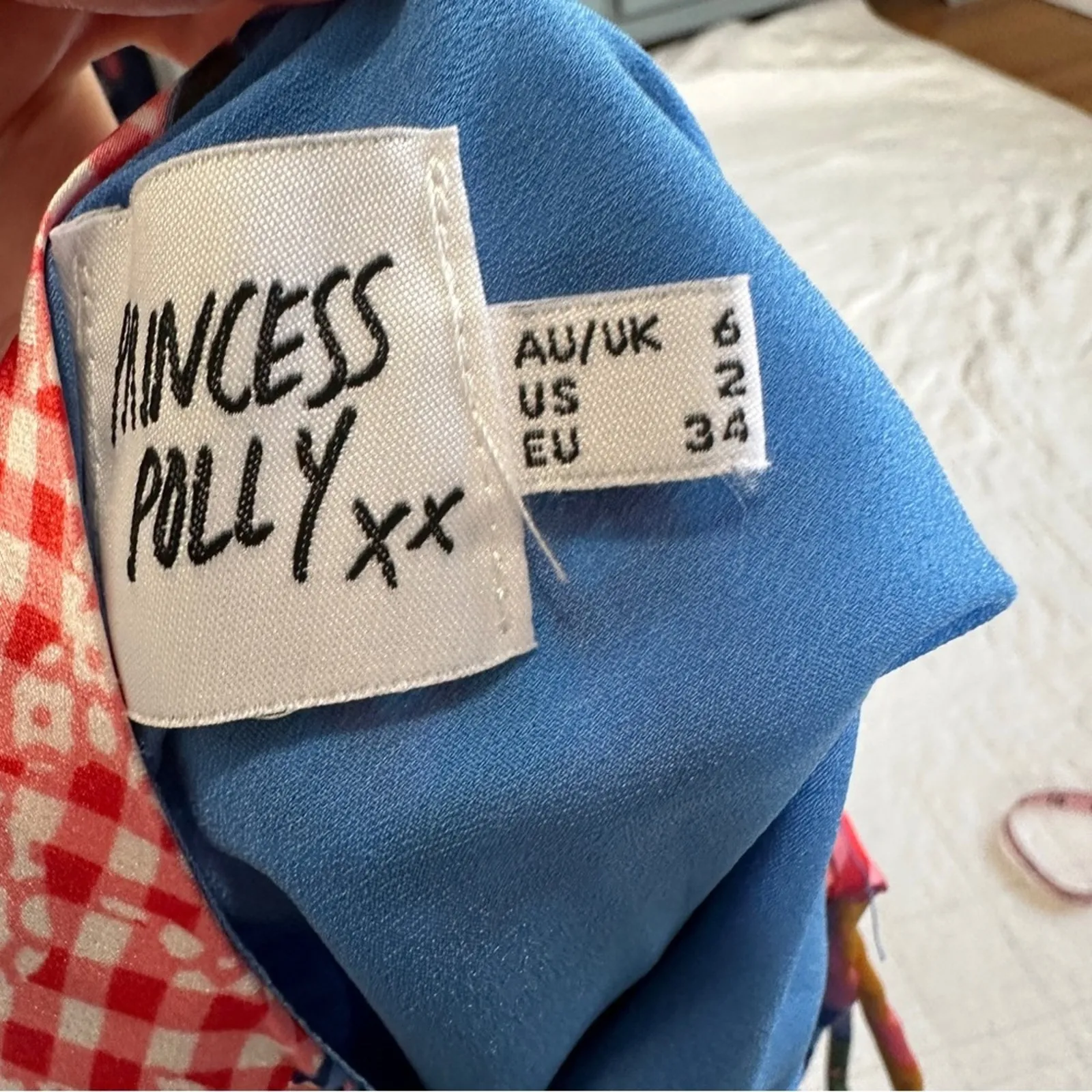 Princess Polly Greta Floral Mini Dress Satin Patchwork 2 XS - Image 7