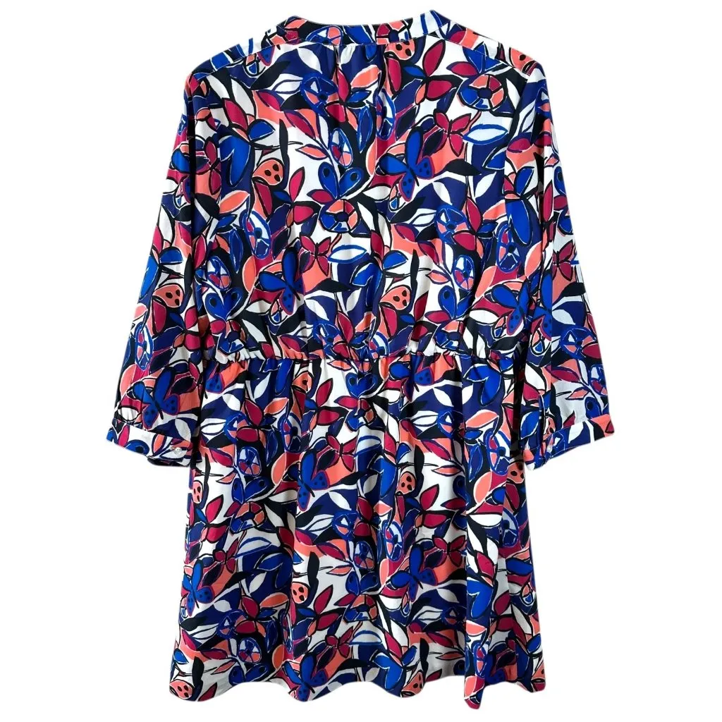J.Crew Multicolor Butterfly Print Lace-Up Tunic Dress Size XL Style H4528 - Image 5