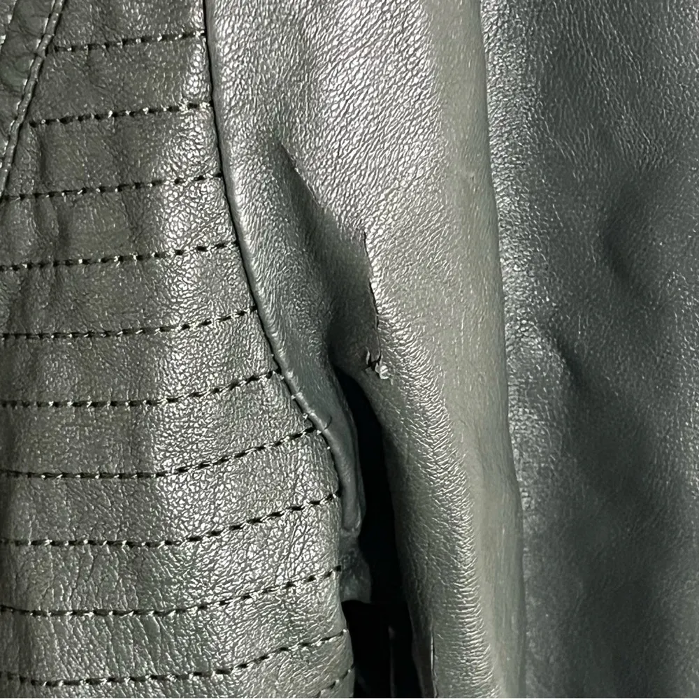 Women's Juniors Harmony & Havoc Faux Leather Jacket Hooded Zipper Size XL Green‎ - Image 6