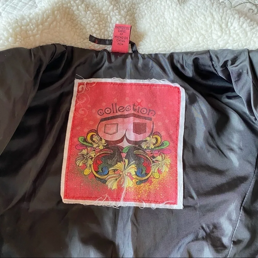 Bernardo Collection B Fleece Faux Fur Geometric Print Puffer Coat Black XS - Image 12