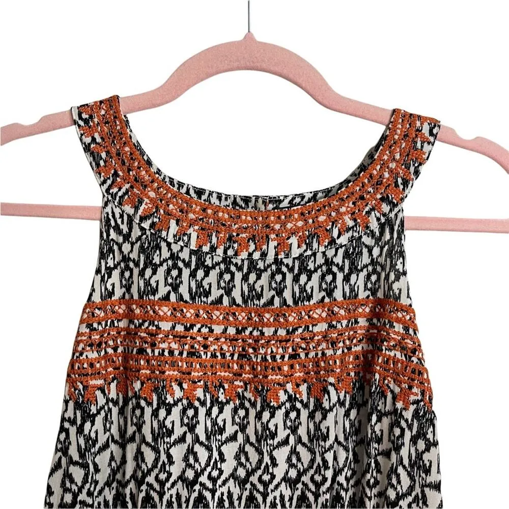 THML Jameson Embroidered Orange and Black Halter Maxi Dress - Image 3