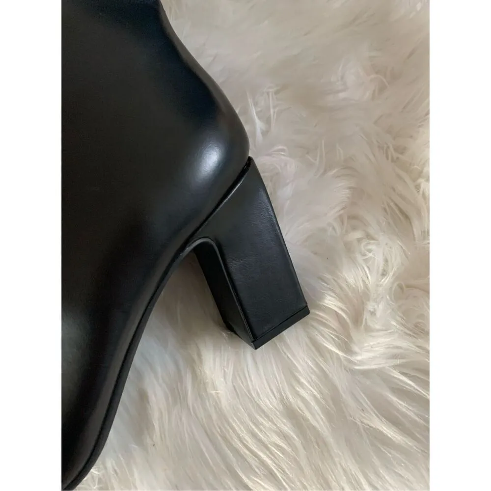 Target brand pointy black heeled boots booties faux leather material size 10 com - Image 3