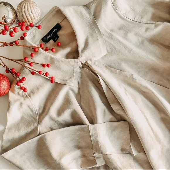 St. John Taupe Goat Suede Draped Open Jacket. Sz 2 - Image 2