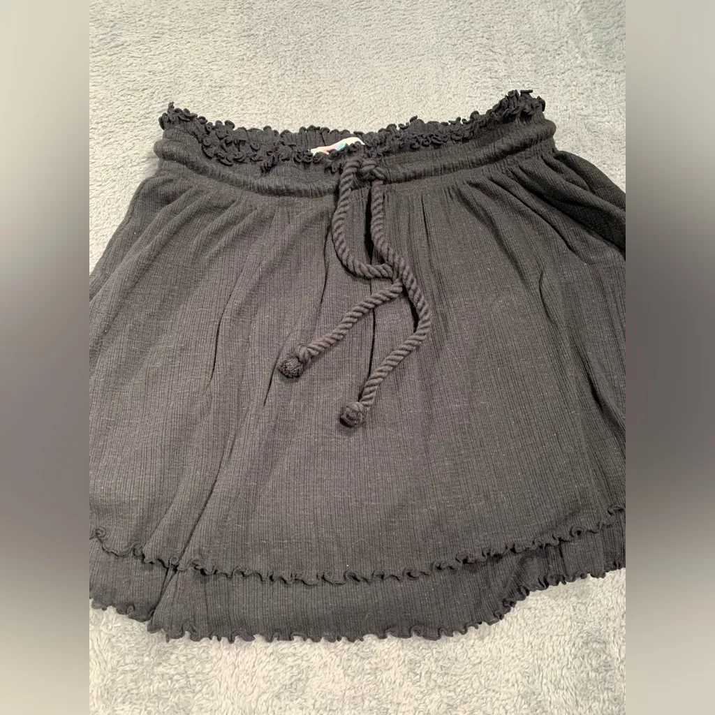 Free people FP Beach black ruffle mini Skirt medium - Image 3