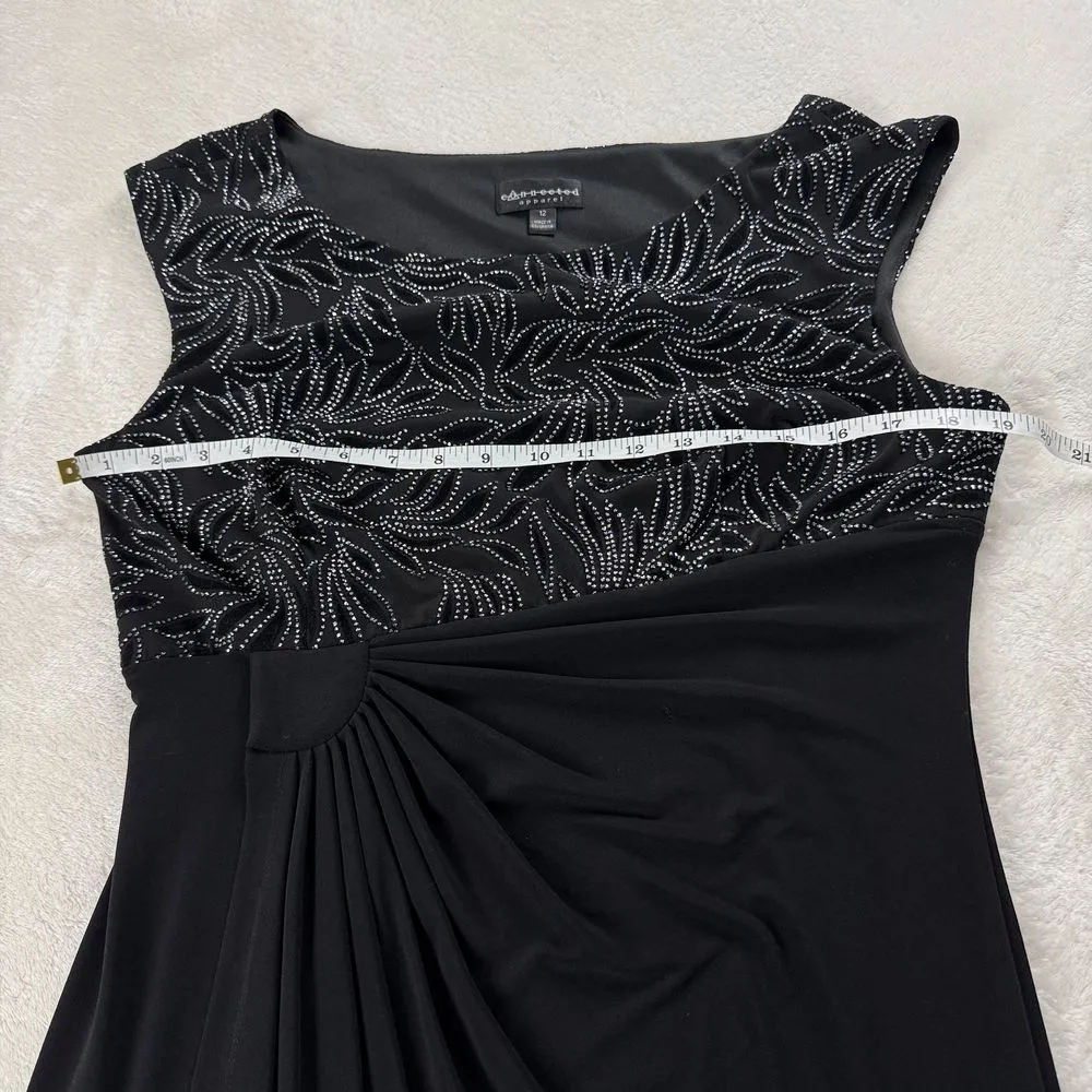Connected Apparel Embellished Faux Wrap Dress Women 12 Black Sleeveless Cocktail - Image 8