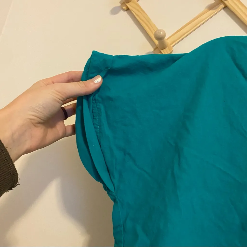 Molly Bracken Teal Cotton Short Sleeved Blouse size Medium - Image 2