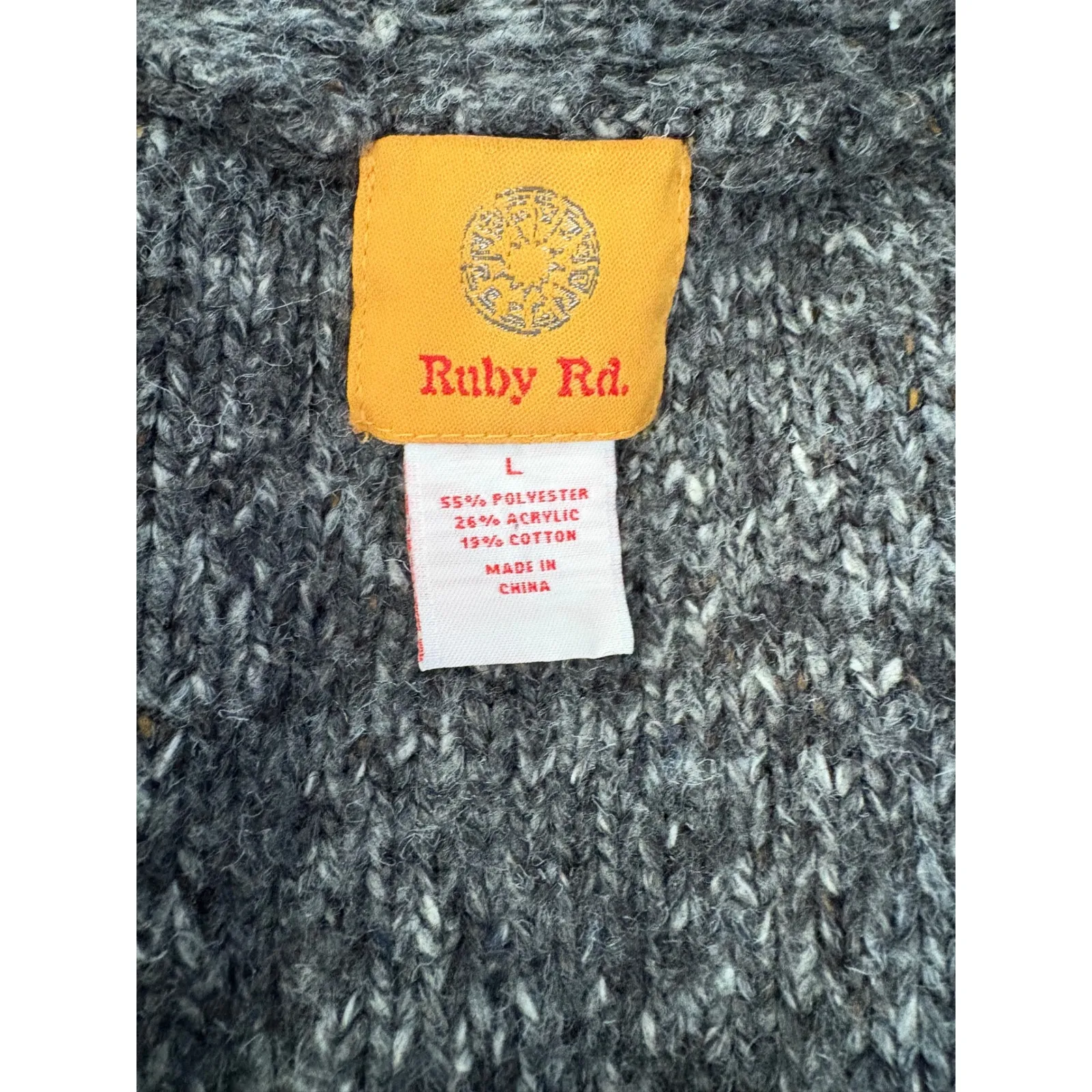 Ruby Rd Women's Gray Ruffle Front Textured Knit Jacket Cardigan Size L Size L - Image 4