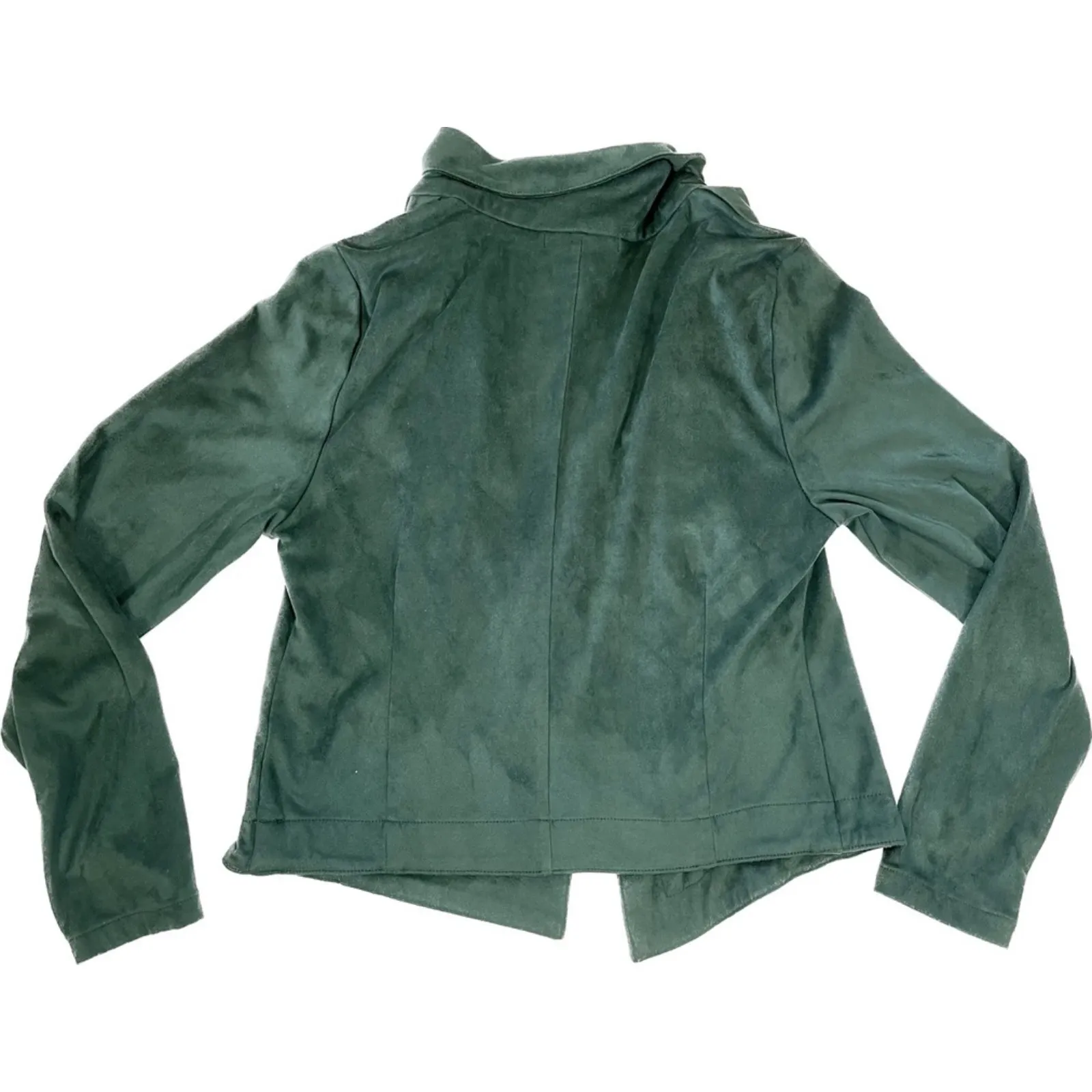 Romeo & Juliet Couture | Green Faux Suede Waterfall Front Jacket | Large - Image 2