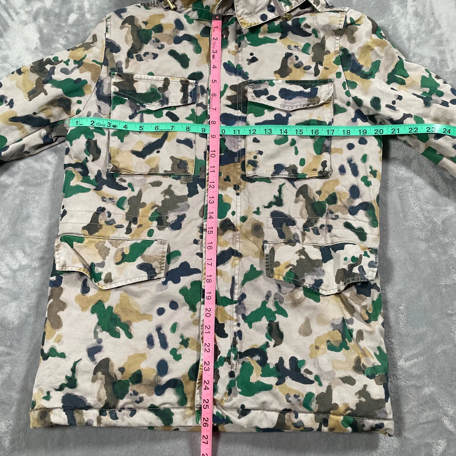 Zadig Voltaire Kris Camou Jacket Small Faux Fur Lined Removable Hood Cozy Warm - Image 13