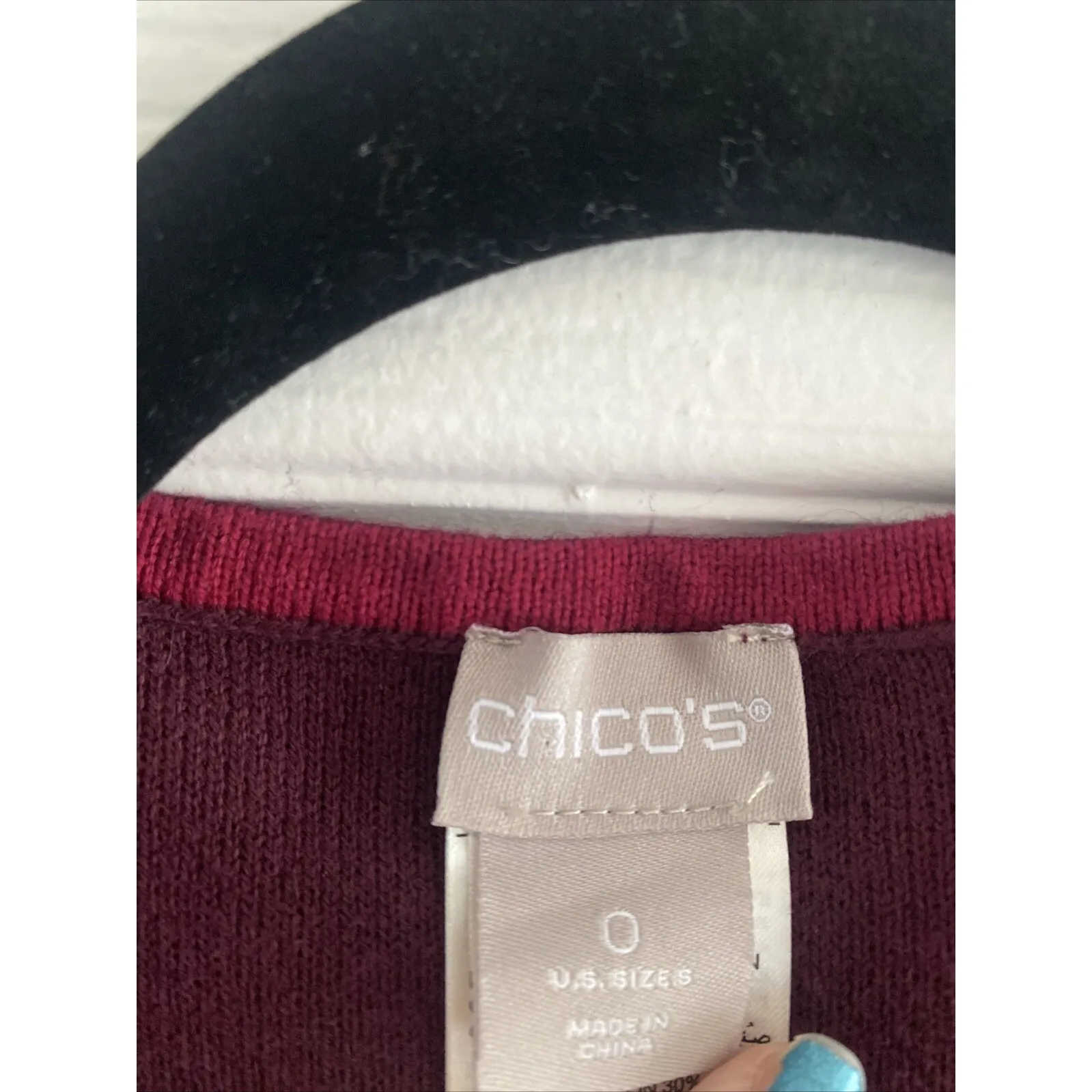 Chico's 0 Women's Small Red Open Long Line Sweater Old Money Knit Burgundy Easy - Image 3