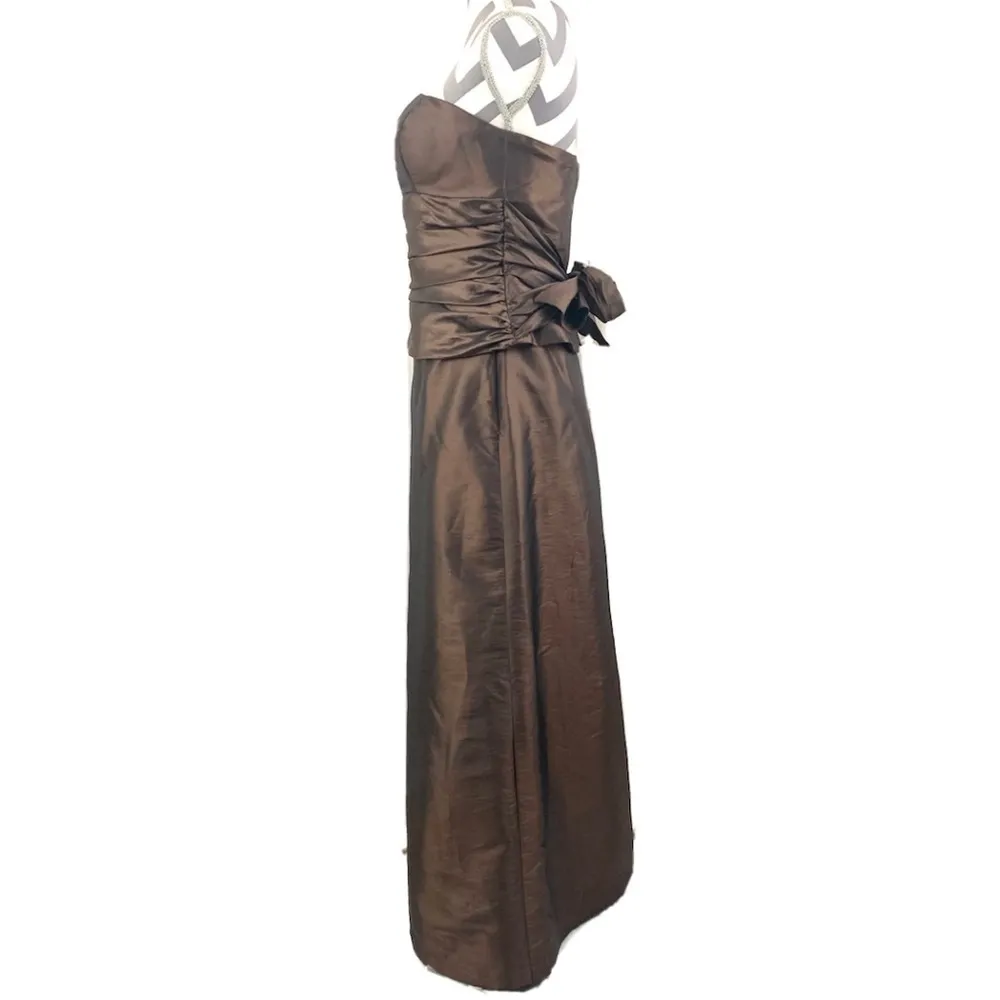 Bill Levkoff Iridescent Brown Strapless 2-Piece Skirt & Top - Size 8 - Image 3