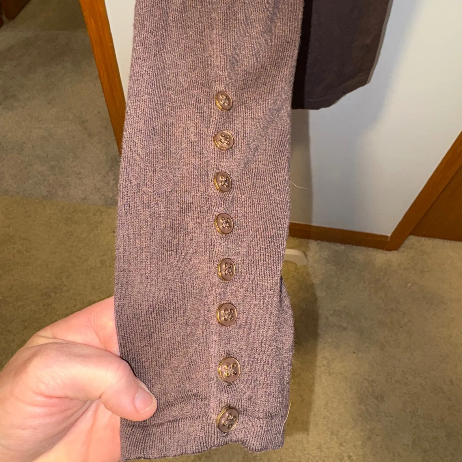 J McLaughlin Brown Jamey sweater Long Sleeve Boat Neck Button Cuff Size S - Image 5