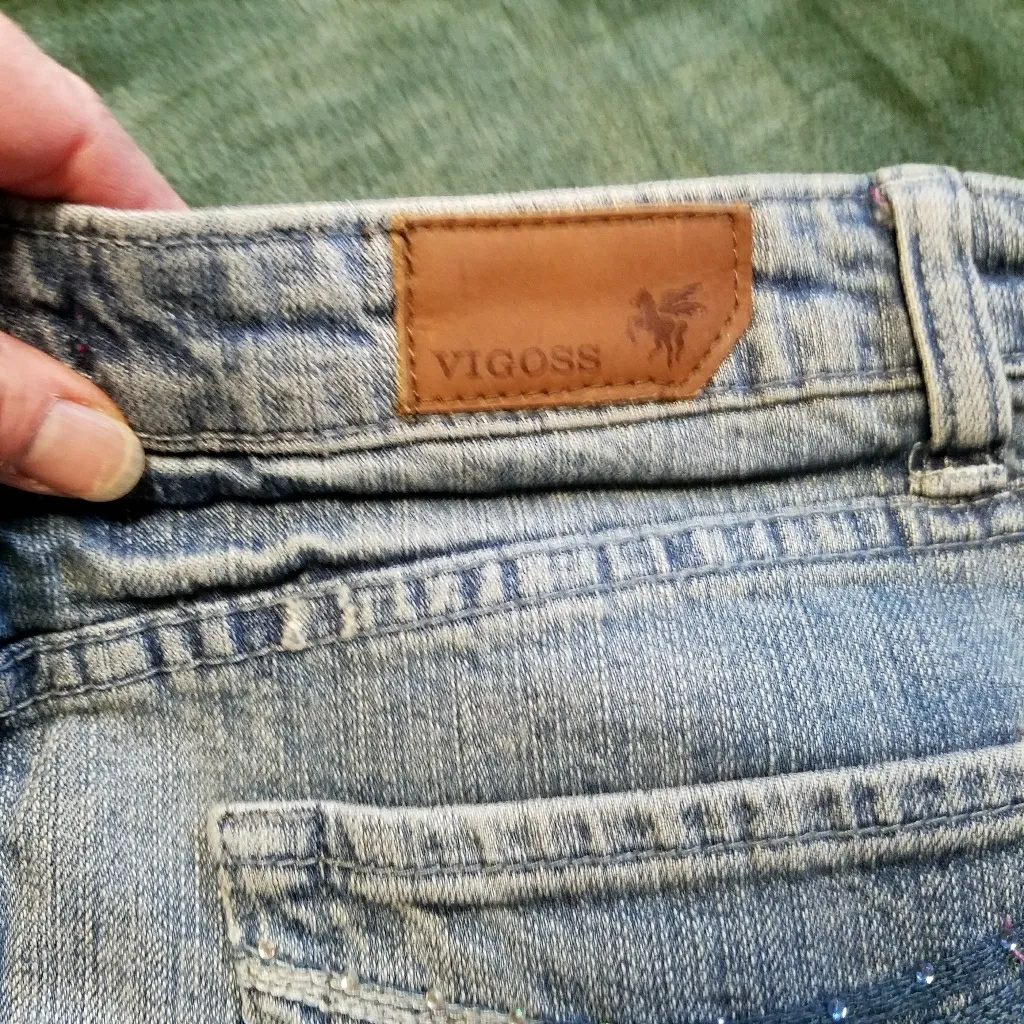 Vigoss  Denim Mini Skirt Embellished 5/6 28 - Image 4