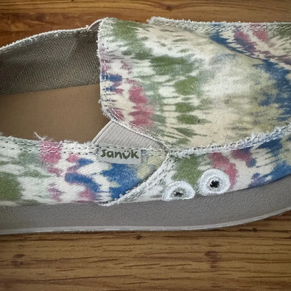 Sanuk X Grateful Dead Donna Women 8  ST Sidewalk Surfers Tie Dye Hemp Slip On - Image 3
