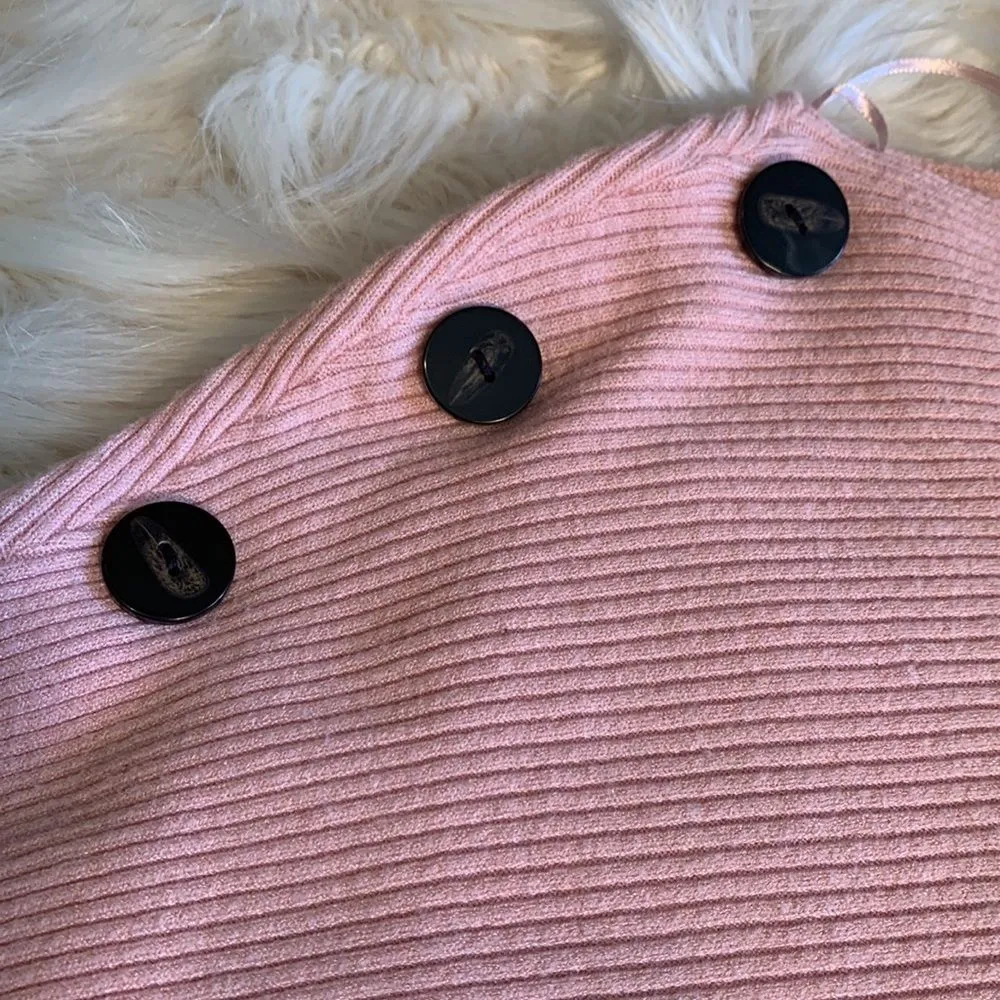 Philosophy Pink Ribbed Doman Sleeve Sweater with Button Detail Size Medium - Image 5