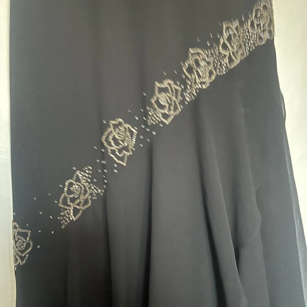 Vtg Y2K Alex Evenings Beaded Dress Sz 10 Whimsigoth Flapper Formal Sheer Hanky - Image 7