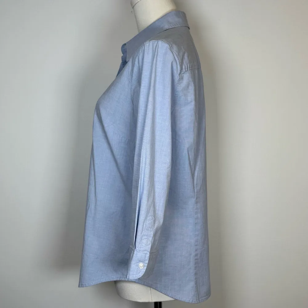 Izod Button Front Blouse Cotton 3/4 Sleeves Classic Blue Women’s Size Large - Image 3