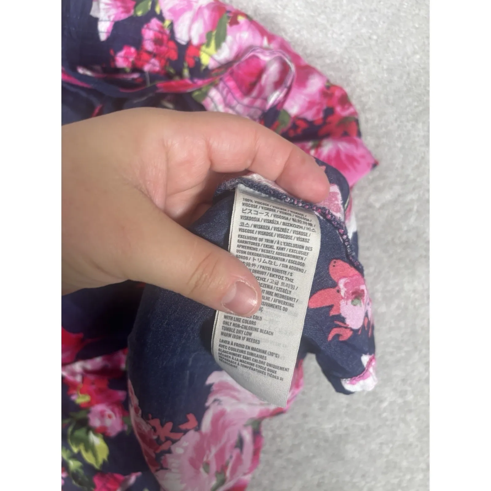 Hollister Xs Blue‎ Pink Floral Y2K Ruffle Babydoll Mini Dress - Image 10