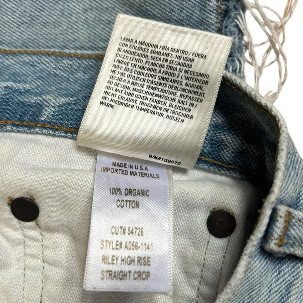 AGOLDE Riley High Rise Straight Crop Jean Button Fly Distressed Knees Size 26 - Image 14