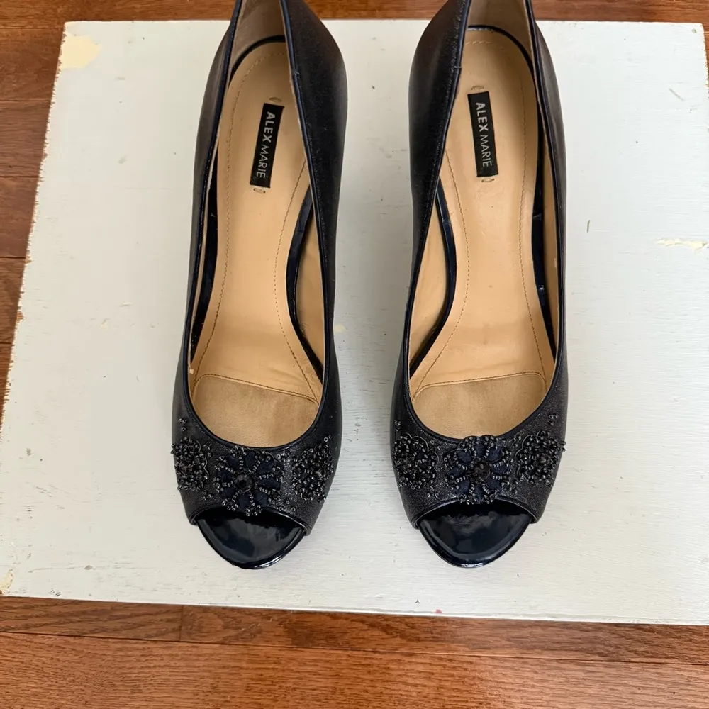 Alex Marie navy Peep Toe Sparkle Heels - Image 8