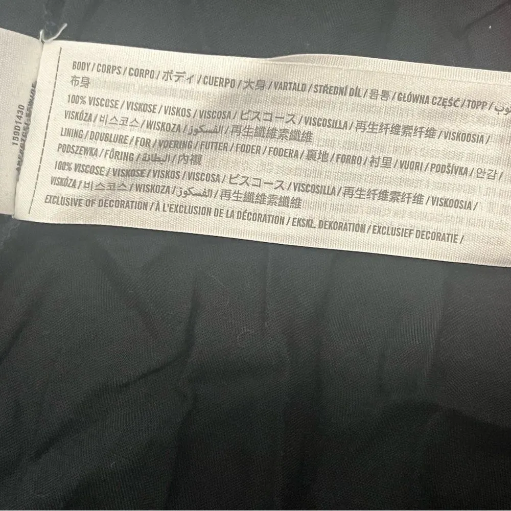 Abercrombie & Fitch Black & White Printed Short Sleeve Flutter Ruffle Wrap Dress - Image 10