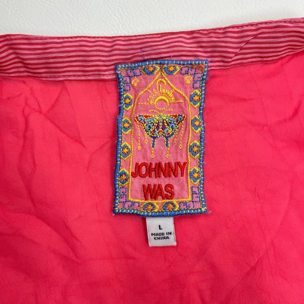 $328 NWOT Johnny Was AUDREY MANDARIN Floral Embroidered Blouse Top Size L Pink - Image 8