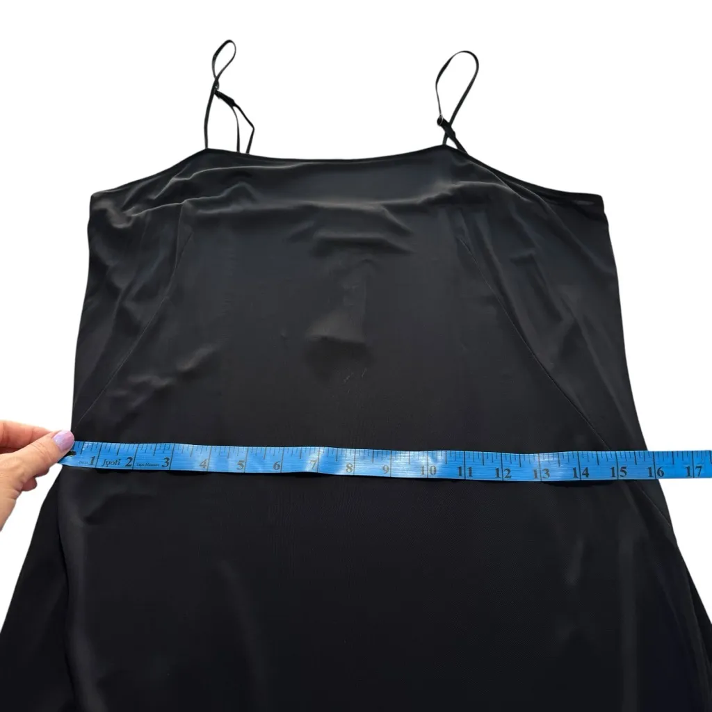 AKRIS PUNTO US 12 Black Vegan Silk Slip Dress Viscose Square Neck LBD Basic Mod - Image 9