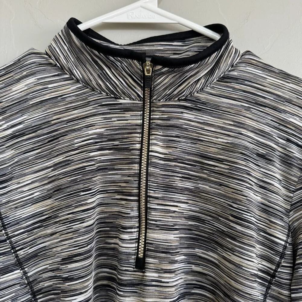 EP New York Longsleeve 1/4 Zip Pullover Golf Shirt Woman’s Size L Space Dye Black Size L - Image 2