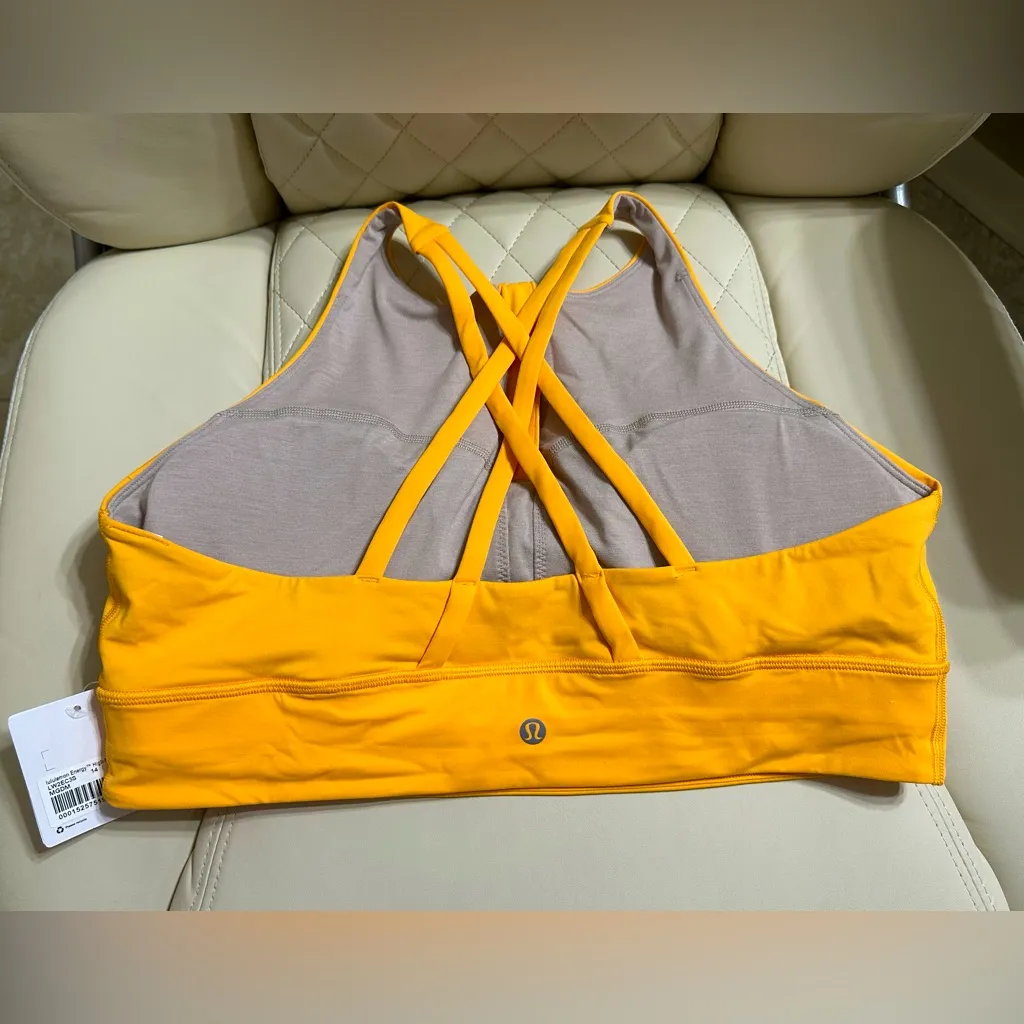 LULULEMON Energy™ High-Neck Longline Bra *Zip mango dream orange Size 14 - Image 2