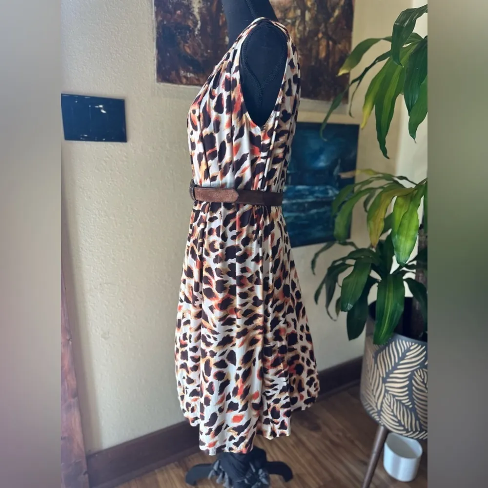 EUC ANNE KLEIN midi animal print dress scoop neck Sz M - Image 2