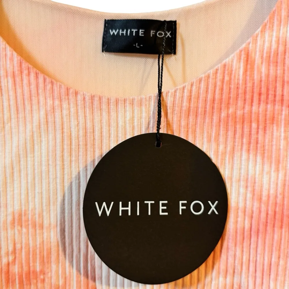 NWT White fox boutique weekend dreaming ribbed dress in peach tie dye sz L - Image 5
