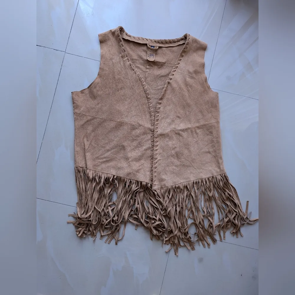 Vest Gipsy brown suede sleeveless, V - Image 5