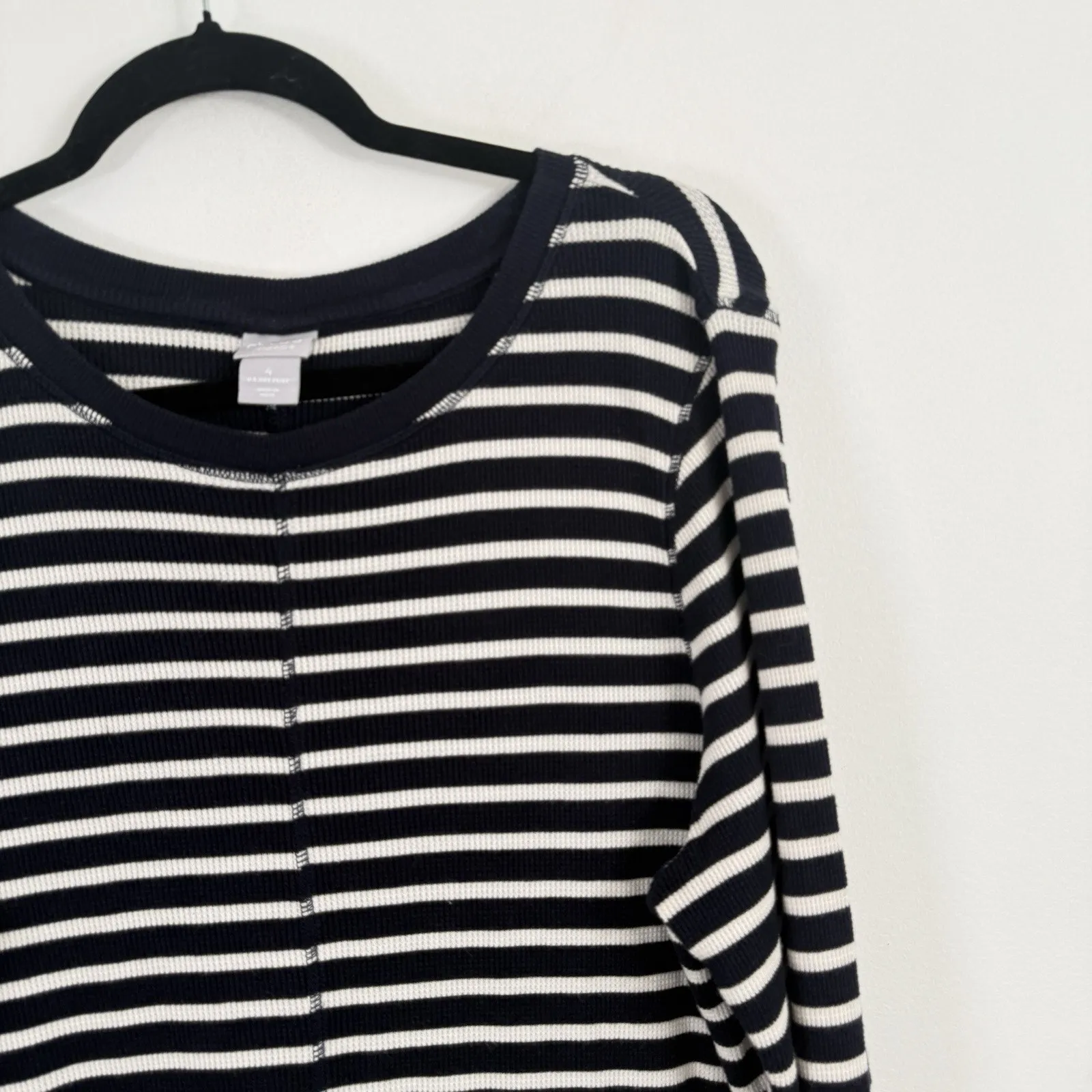 Chicos Zenergy Blue White Striped Waffle Knit Thermal Top Womens 4 US XXL - Image 3