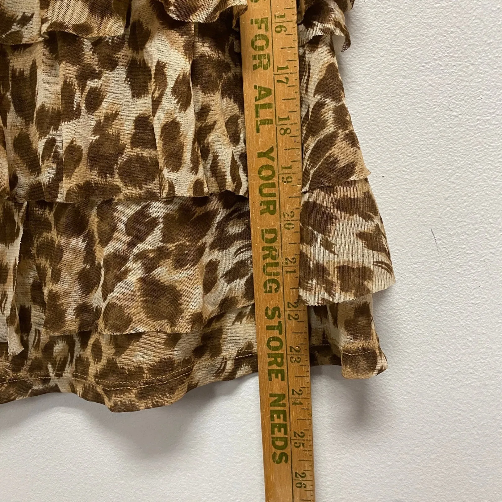 Vintage INC International Concepts Women Small Leopard Print Ruffled Tier Y2K Brown - Image 5