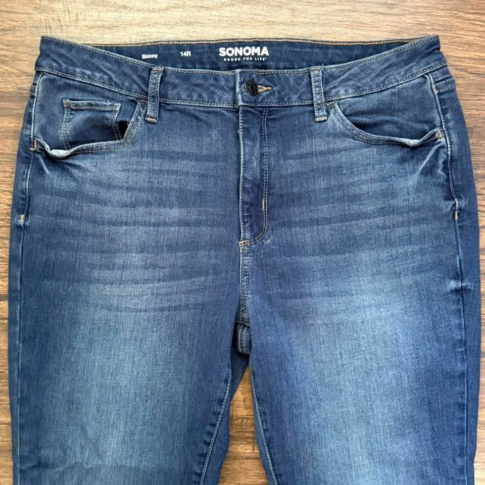 Sonoma Goods For Life Distressed Skinny Jeans 14R Blue Size 14 - Image 2