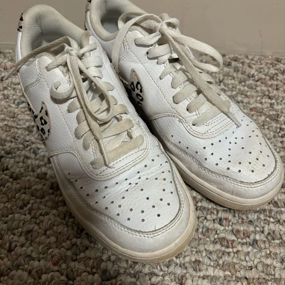 Nike Court Vision Low 11 Sneakers White Desert Sand Leopard Print- Size 7.5 - Image 5