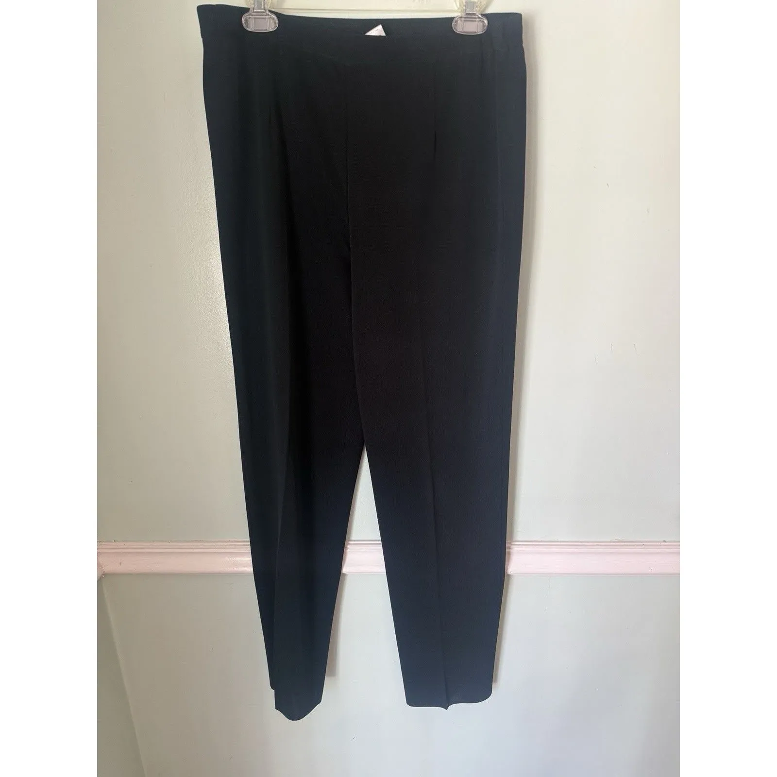 𝅺MING‎ Wang Black Luxury Pull-On Acrylic Knit Travel Dress Pant Large - Image 2