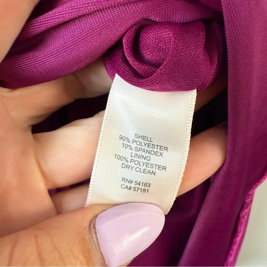 Eliza‎ J Asymmetrical Velvet Midi Dress Fuchsia 6 - Image 6