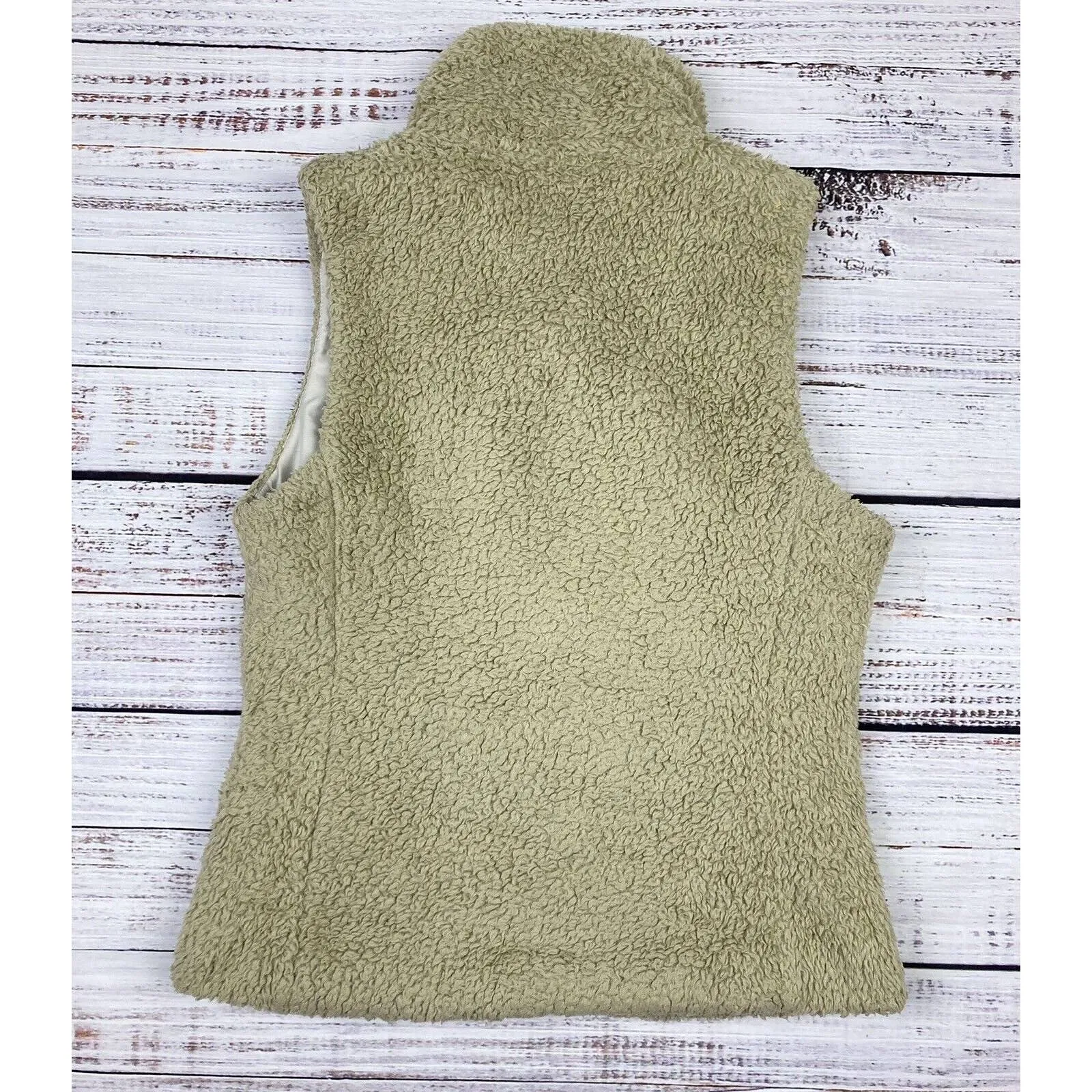 Women's Patagonia Los Gatos Deep Pile Beige Fleece Vest Sherpa‎ Teddy Size Small - Image 3