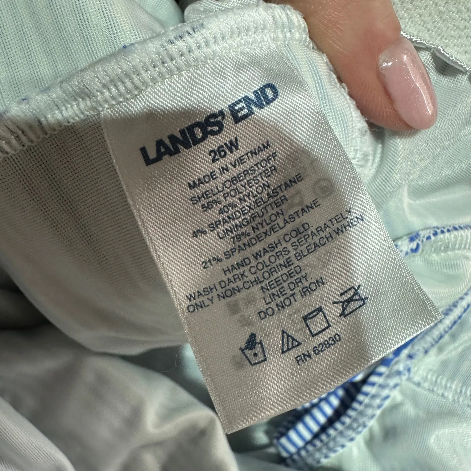 Lands End Womens 26W Blue White Striped Faux‎ Wrap Swim Dress Tummy Control - Image 4