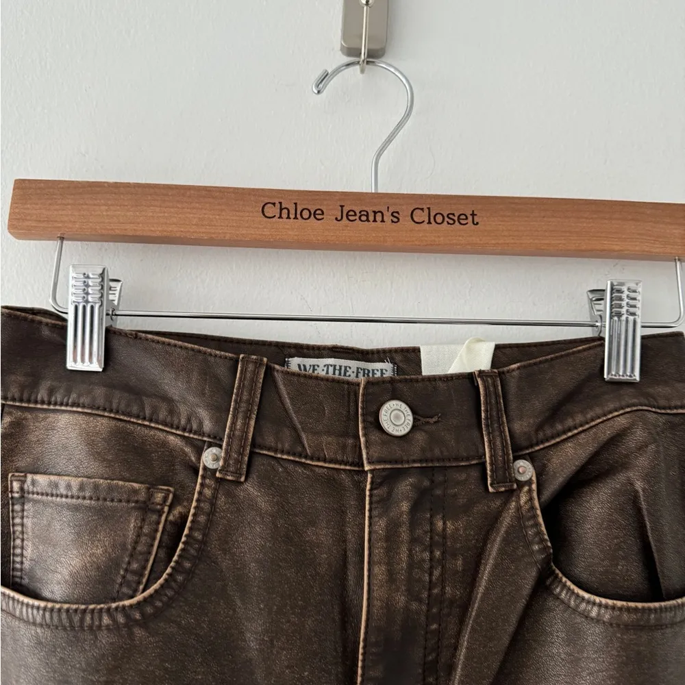 FREE PEOPLE Misha Vegan Brown Barrel Pants 25 - Image 7